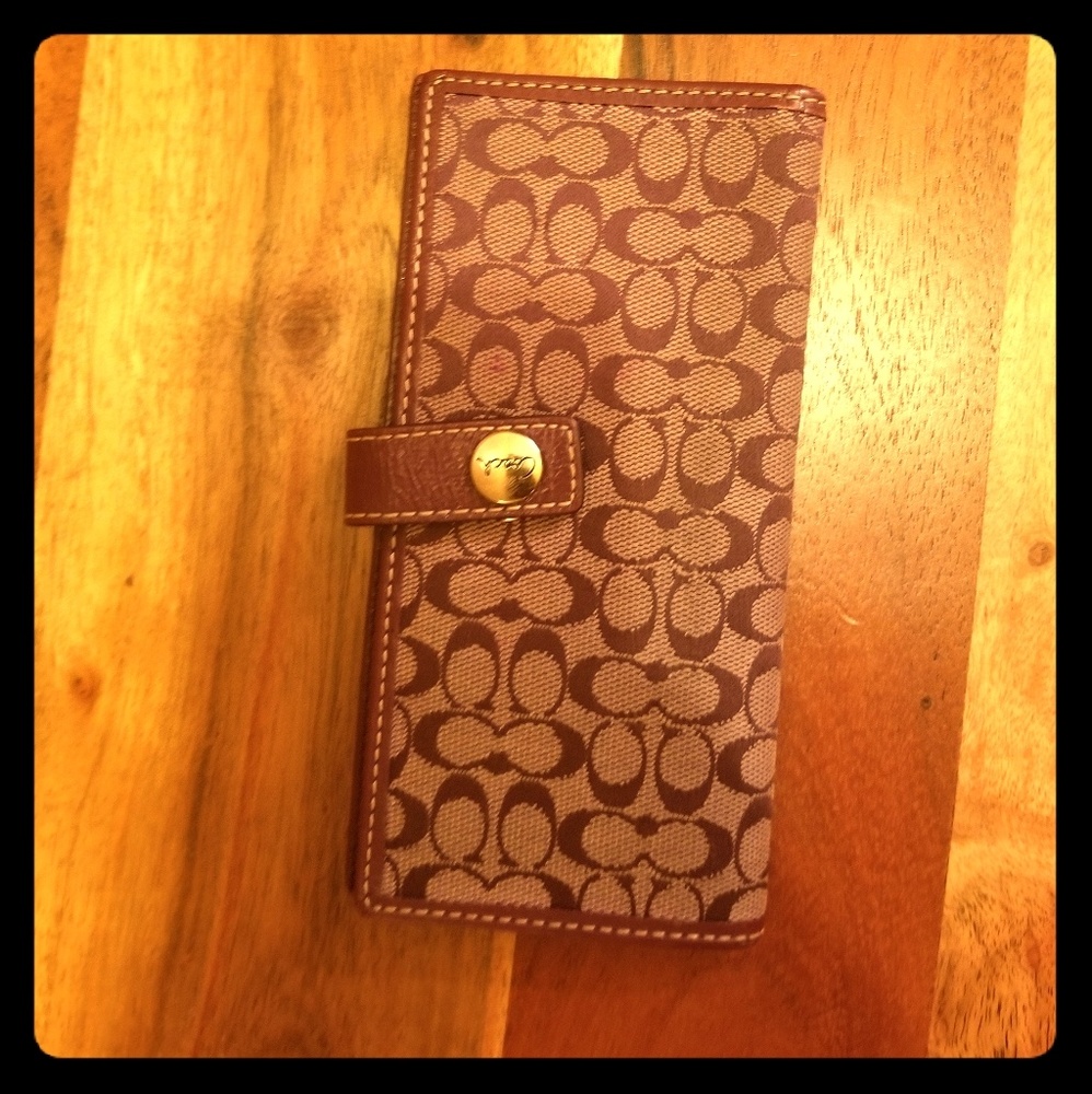 Coach Signature PVC Skinny Wallet Snap Closure
